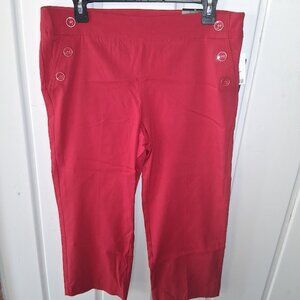 Briggs Pull On Comfort Waist Stretch Capri Pants NWT Sz 12 Red